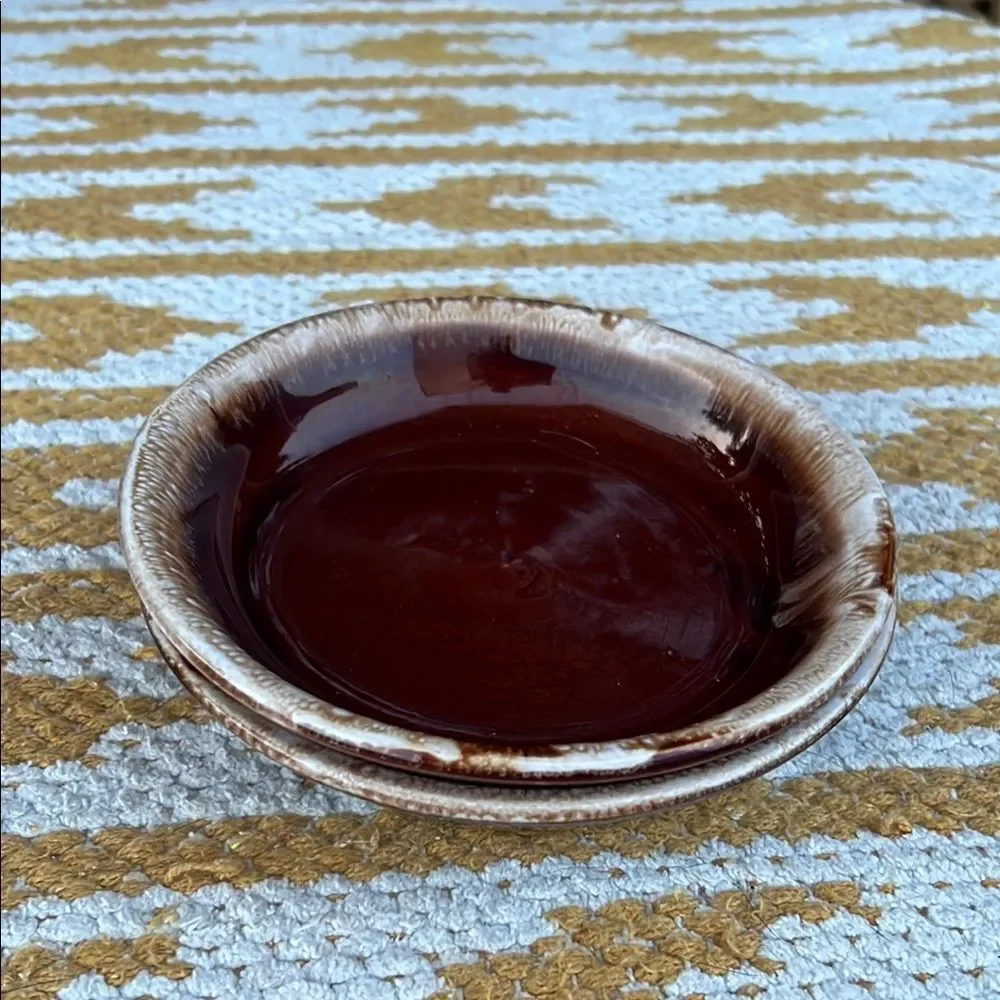 Vintage McCoy Brown Drip Glaze Plates Set of 2 6.5